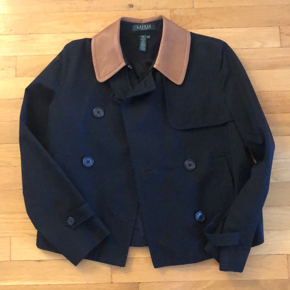 Ralph Lauren cropped trench + leather collar, P/M